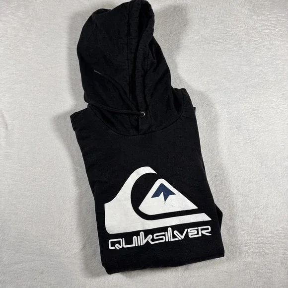 Vintage Quiksilver Hoodie Mens Large Black Pullover Skate Surfer Sweatshirt Y2K - Picture 14 of 14